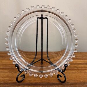 Imperial Glass Candlewick Clear Beaded Rim Dish Vintage 6in